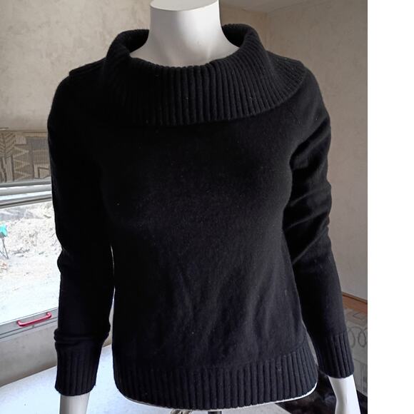Vntg Jones New York 100 Cashmere Black Cowl Neck Sweater S Quietlux Minimalist - Picture 1 of 8